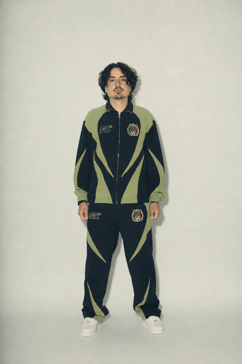 Olive Shadow Tracksuit — worn